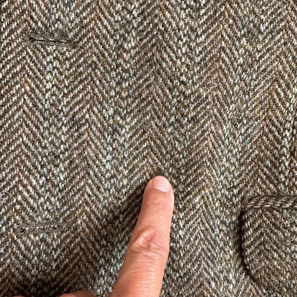 VTG Harris Tweed Brown Wool Blazer Jacket Pure Scottish Wool Men Sz 44 London - Picture 7 of 12